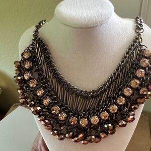 Chic Gold and Brown Crystal Necklace
